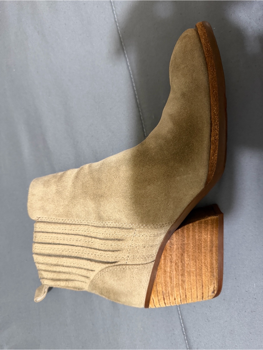 Kork-Ease Tan Suede Chelsea Ankle Bootie with Stacked Heel, size 7.5, $45